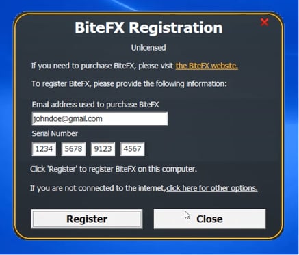 BiteFX V5 Registration Dialog Cropped
